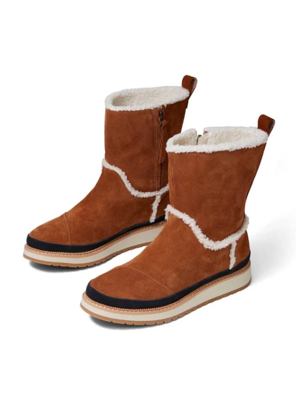 TOMS Makenna Water Resistant Suede Boots Womens 8.5 Brown Cinnamon Zip Up Lined